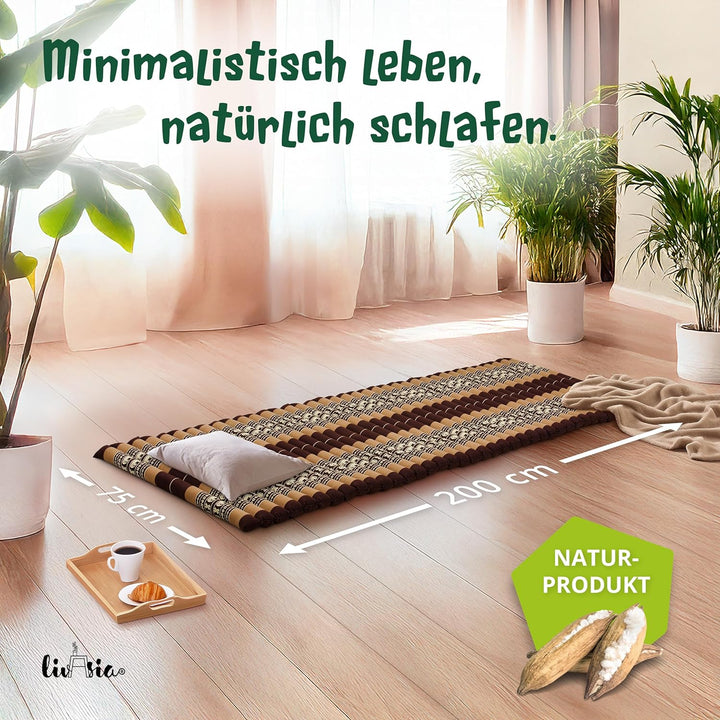 livasia Rollmatte Rollmatratze L-200x110x4,5cm, Gästebett Gästematratze 1 Person, Reisebett Kofferra