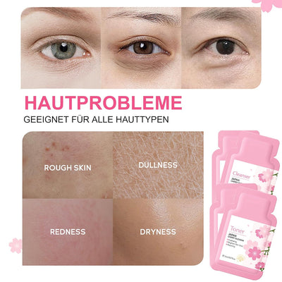 Hautpflege Set für Teenager-Mädchen, Japan Sakura Skincare Set, Anti-aging Gesichtspflege Set, Tägli
