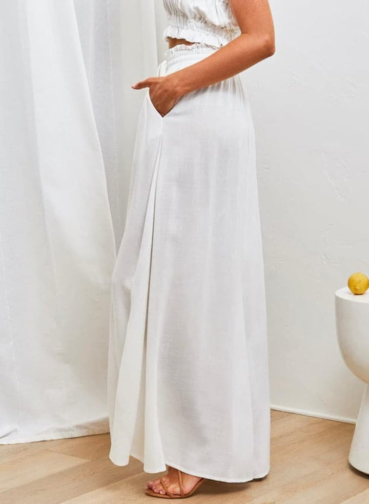 Dokotoo Sommerhose Damen Leicht Palazzo Hose Elegant Sommer High Waist Baggy Leinenhose Freizeithose