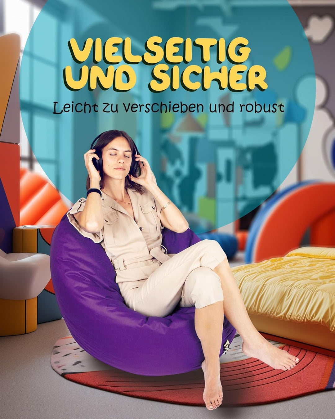 PATCH HOME Sitzsack 2 in 1 Sitzkissen Bodenkissen für Erwachsene &amp; Kinder - Gaming mit Füllung Kisse