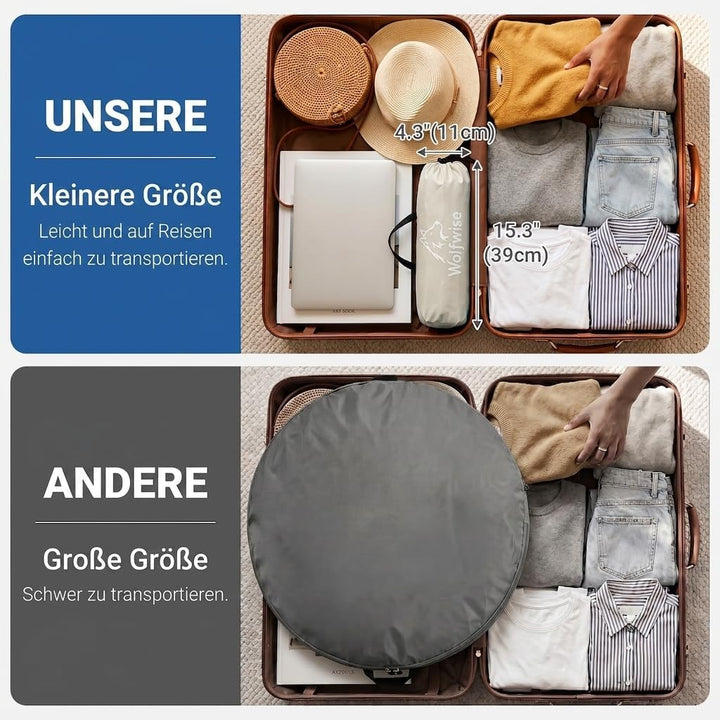 Wolfwise Strandmuschel UV Schutz, 3 Belüftungsfenster & Tragetasche, Strand Zelt mit erweiterbarem B