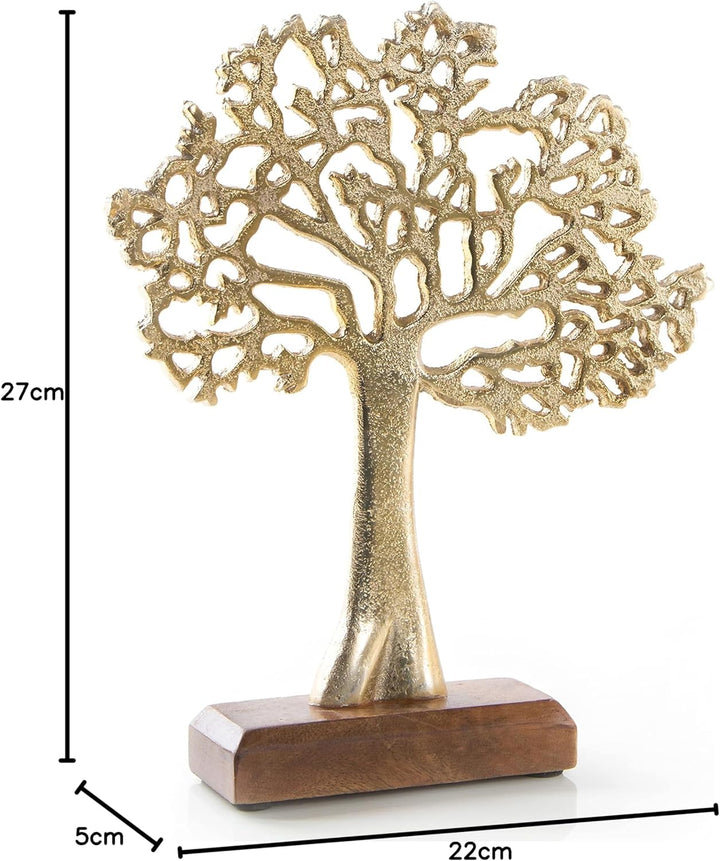 Logbuch-Verlag Baum Deko Figur aus Metall Lebensbaum Gold zum Hinstellen Schmuckbaum Hochzeit Gesche