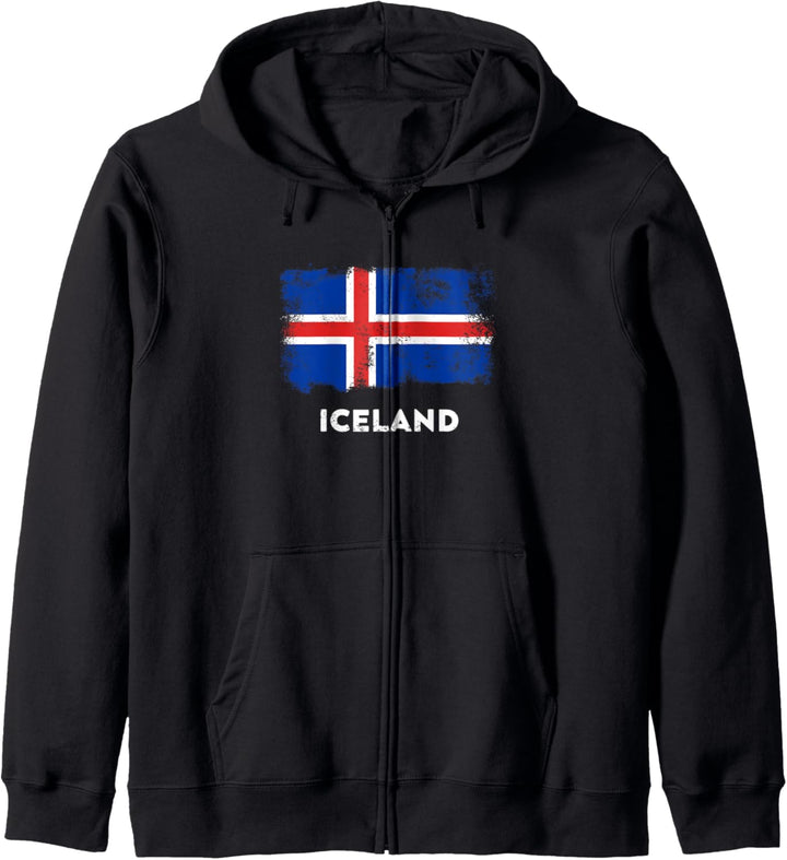 Island Flagge Iceland Blue, Red, White Kapuzenjacke