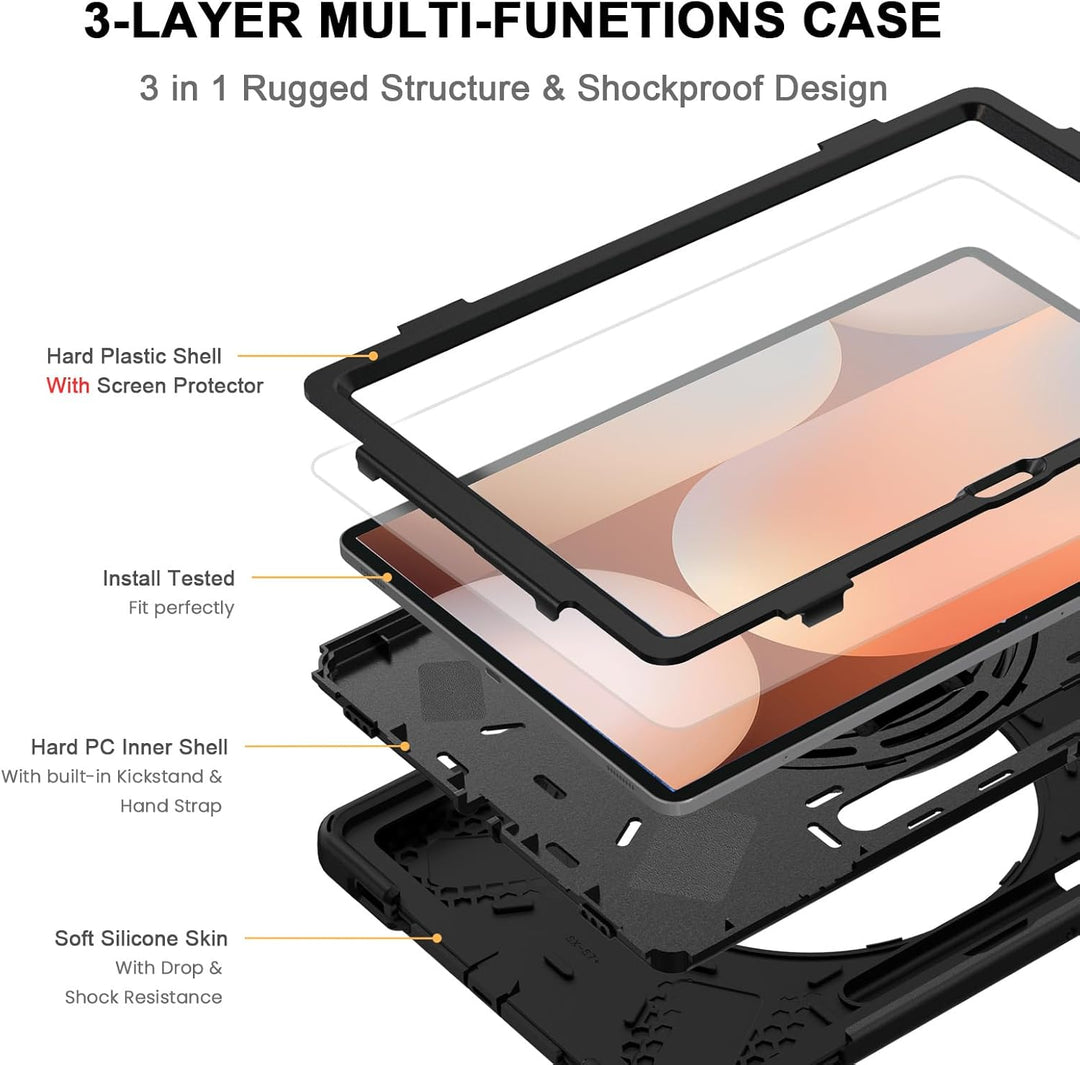 Gerutek Hülle für Samsung Galaxy Tab S7 FE/Tab S8 Plus/Tab S7 Plus 12,4 Zoll mit Displayschutz, Stos