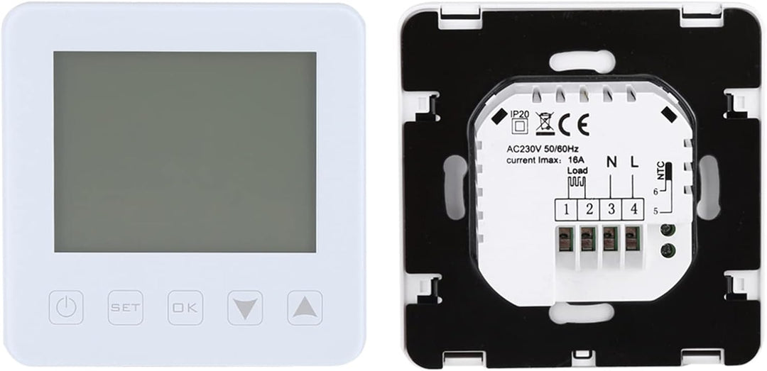 FTVOGUE Programmierbarer Thermostat, 16 A LCD-Display Digital Thermostat für elektrische Heizung Rau