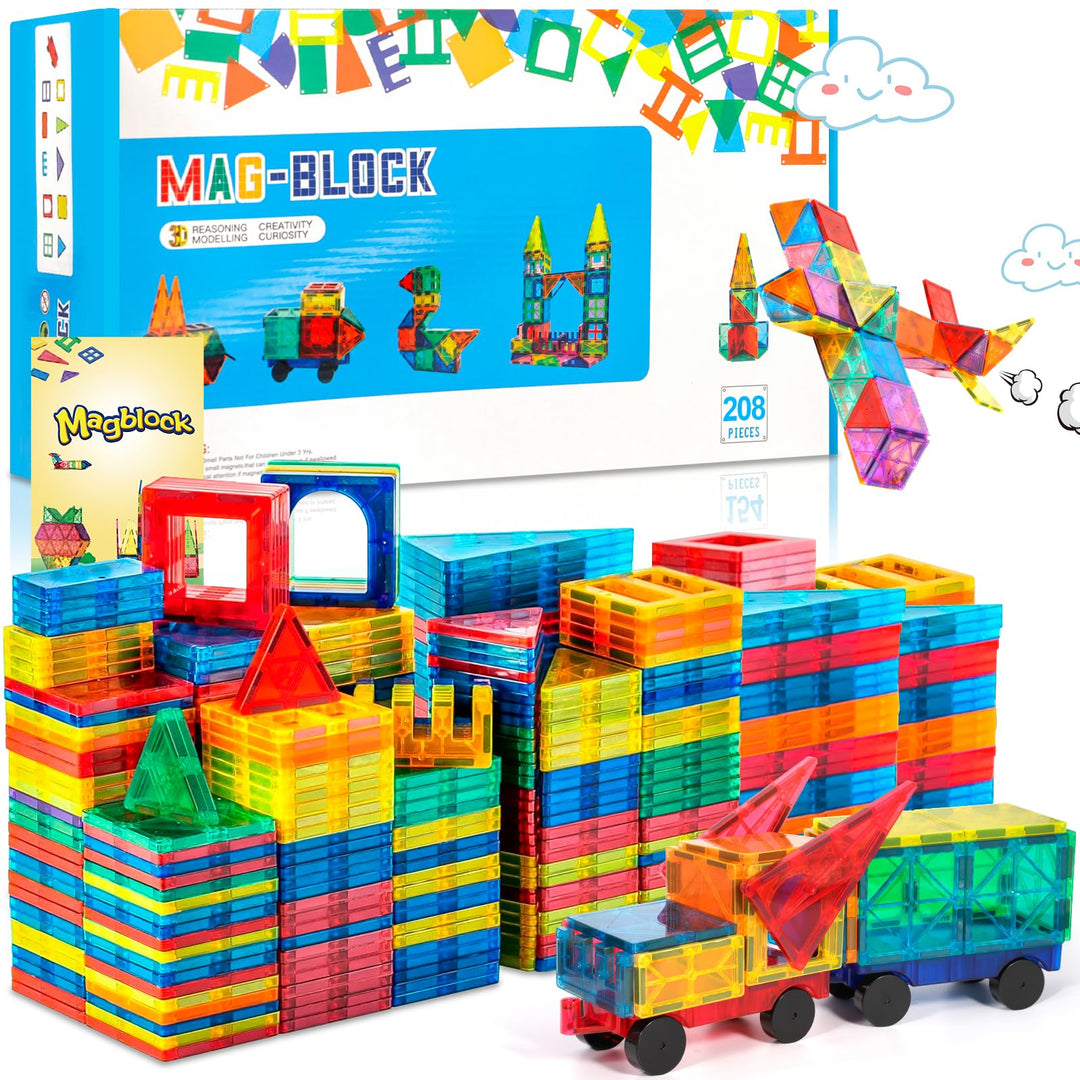 208Pcs Magnetische Bausteine Spielzeug, Magnetisches Bauspielzeug, Puzzle Baustein, Magnetisches Kon