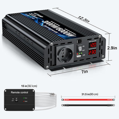 OLTEANP Spannungswandler 12v 230v 3000W -Modifizierte Sinus Wechselrichter 12v auf 230v Spannungswan