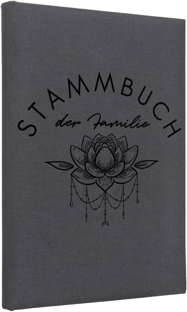 Hochzeitideal, Stammbuch der Familie Serie Boho Leinen dunkelgrau (Motiv1)