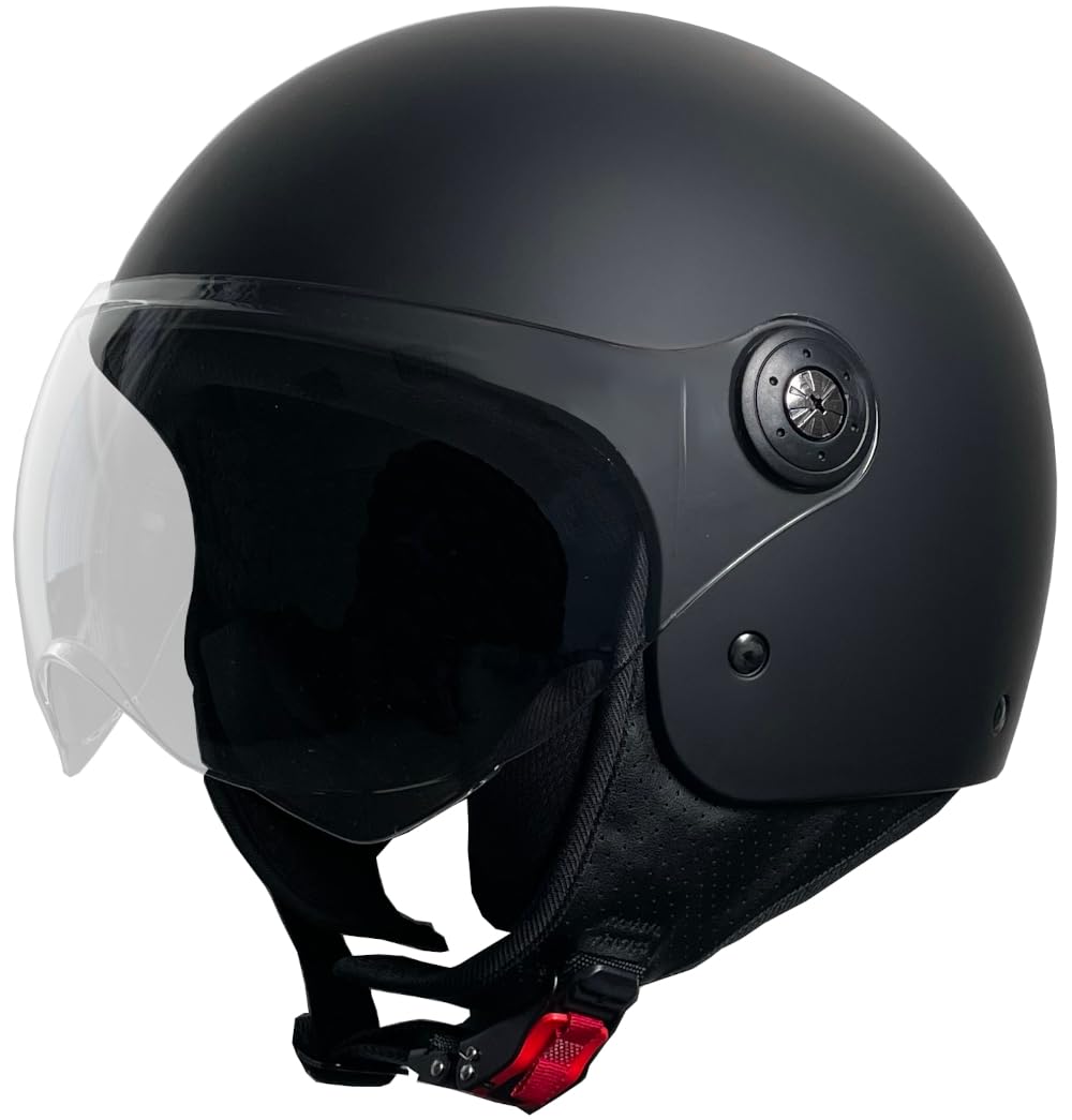 Jethelm Helm Motorradhelm Rollerhelm mit Sonnenblende Chopper RALLOX 710 schwarz/matt S, M, L, XL (S