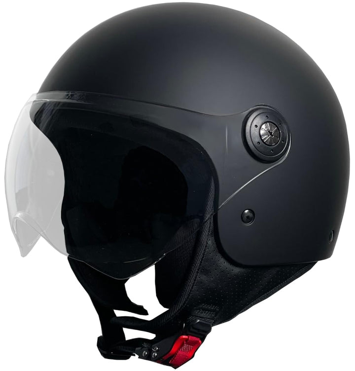 Jethelm Helm Motorradhelm Rollerhelm mit Sonnenblende Chopper RALLOX 710 schwarz/matt S, M, L, XL (S