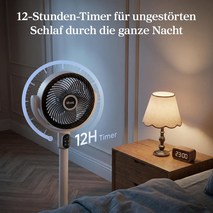 Levoit Standventilator mit DC Motor, 20dB leiser Ventilator, 1740m³/h Luftstrom, 24m Reichweite, 6,5