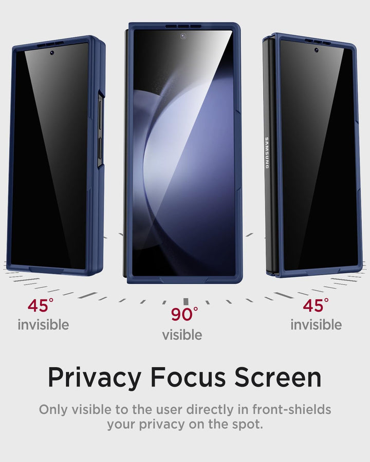 Miimall Kompatibel mit Samsung Galaxy Z Fold 5 Hülle mit S-Pen & Stifthalter, [Anti-SPY Displayschut
