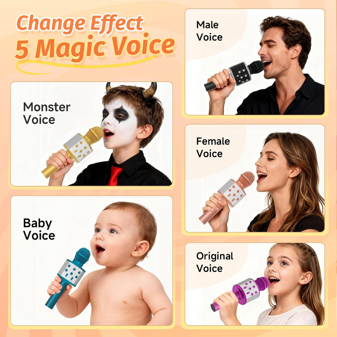 Fede Karaoke Mikrofon, Drahtloses Bluetooth Mikrofon für Kinder, Lustige Geschenke Spielzeug für Tee