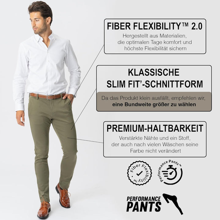 Performance Pants Herren - Stilvolle Slim Fit Herren Hosen Stretch - Hosen Herren Stretch - Angenehm