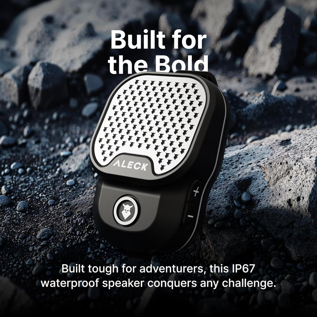 ALECK ROX Tragbarer Bluetooth-Lautsprecher 5.3, tragbar, kabellos, mit Clip für 32 Stunden Wiedergab