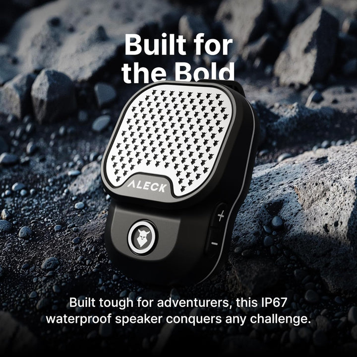ALECK ROX Tragbarer Bluetooth-Lautsprecher 5.3, tragbar, kabellos, mit Clip für 32 Stunden Wiedergab