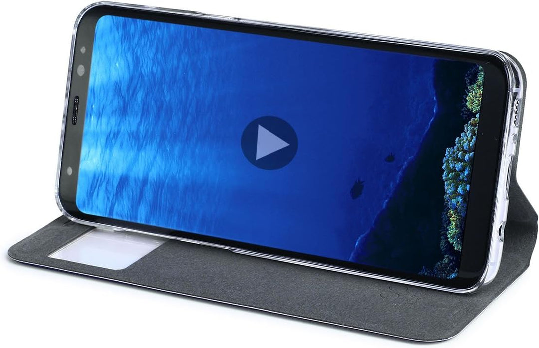 doupi FlipCase für Samsung Galaxy S8 Plus, Deluxe Schutzhülle mit Sichtfenster Magnet Verschluss Kla