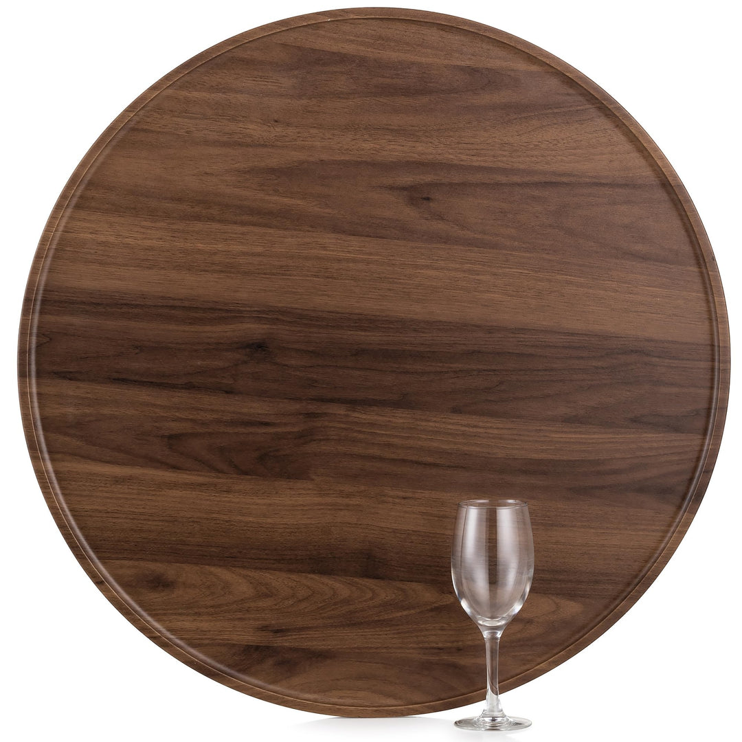 Hanobe Tablett Serviertablett Gross Rund: Rustikal Gross Abdeckung aus Walnussholz-Veneer Holztablet
