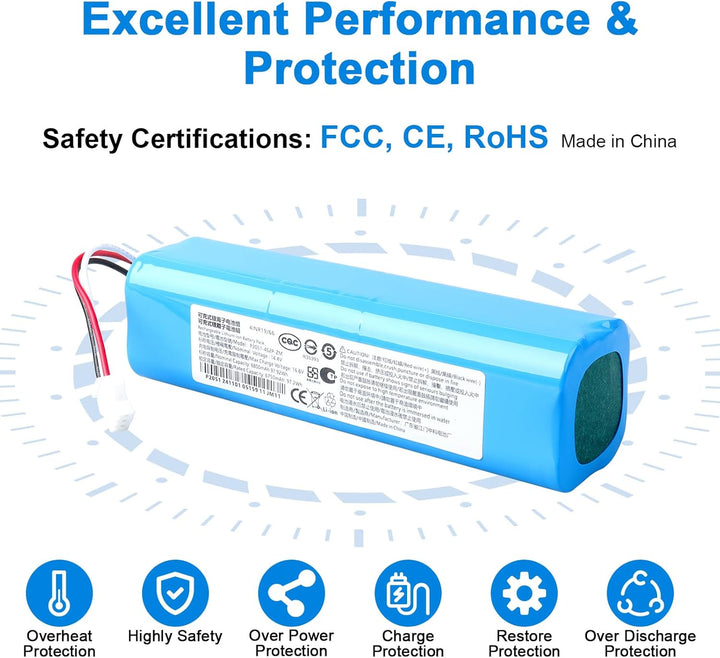 6800 mAh Li-Ion Akku für Proscenic M7 Pro M8 Pro/Headset R1/ Uoni V980 Max V980 Plus/Lenovo Lr1/ Roi