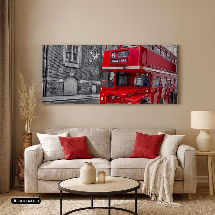 Panorama Bilder auf Leinwand 100x40cm Leinwandbild Bus Denkmal London Geschichte Gross Wanddeko Bild