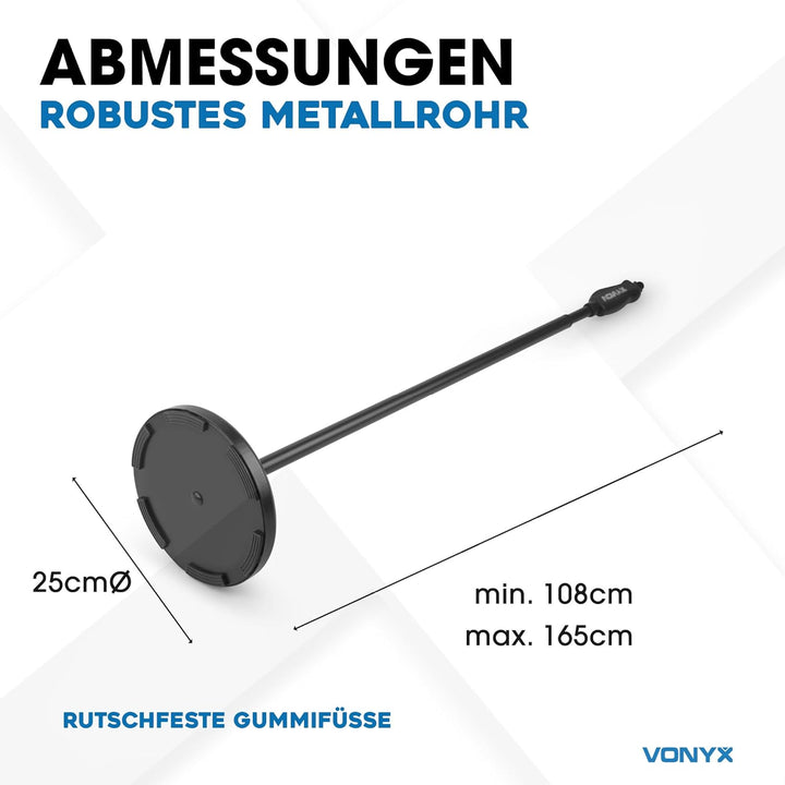 Vonyx MS110 Mikrofonständer – Höhenverstellbare Mikrofon Halterung mit Einhand-Kupplung, Mikrofon St