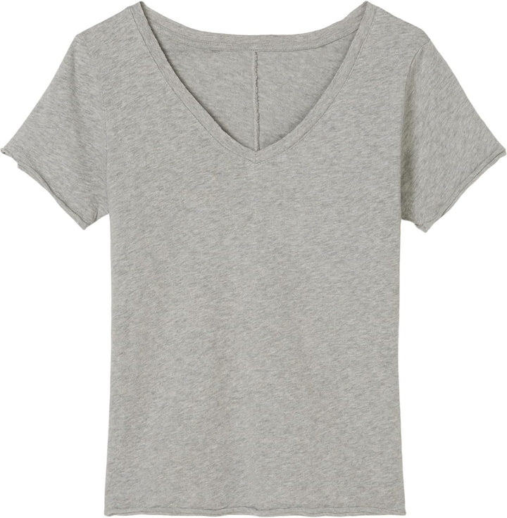 Marc O'Polo Denim Damen T-Shirt aus Bio-Baumwolle mit V-Ausschnitt XXS Grau, XXS Grau