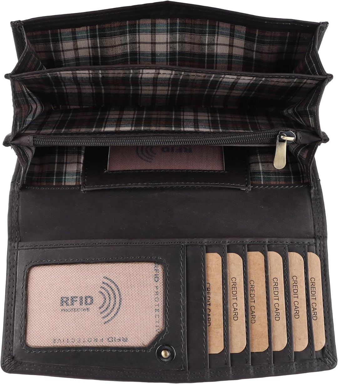 Benthill Damen Geldbörse Gross Echt Leder | Grosses Portemonnaie XXL mit RFID Schutz | Vintage Echtl