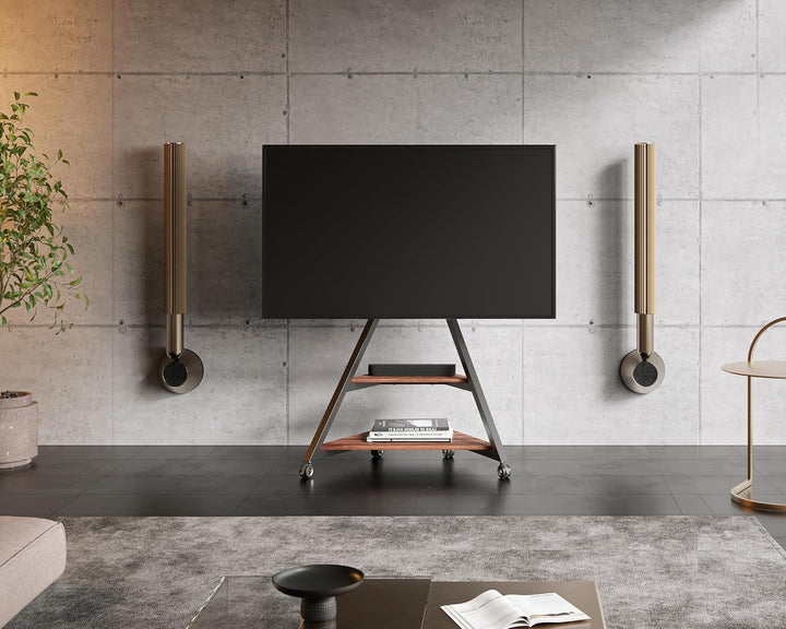 FITUEYES Design TV Ständer Rollbar für 55-88 Zoll Fernseher Mobiler TV Stand höhenverstellbar schwen