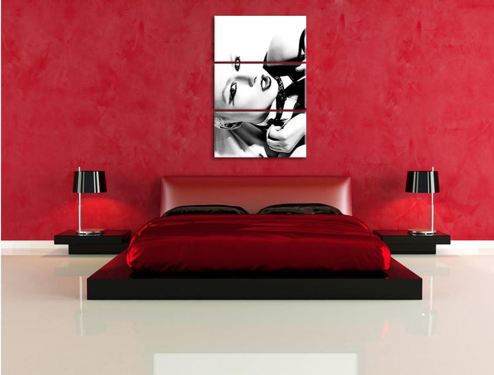 Pixxprint Sexy Woman mit Rose als Leinwandbild/Grösse: 3 Teilig (120x80) cm/Wandbild/Kunstdruck/fert