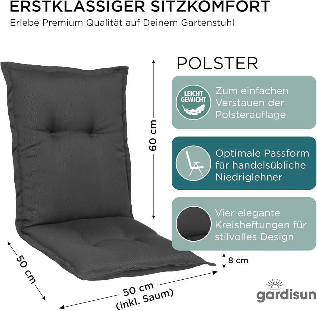 Gartenstuhlauflagen Niedriglehner I Extra Dicke Sitzauflagen I Made in EU I Stuhlauflagen für Nieder