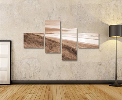 islandburner Bild Bilder auf Leinwand Dünen Sepia Nordseestrand 4L XXL Poster Leinwandbild Wandbild