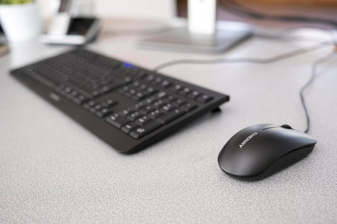CHERRY DC 2000, Kabelgebundenes Tastatur-Maus-Set, EU-Layout (QWERTY), Plug & Play über je 1 USB-Ans