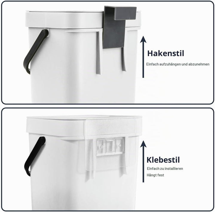Spesh Biomülleimer Küche 2er-Set(5L+3L) Kunststoff Komposteimer Geruchsdicht Aufhängbar Abfalleimer