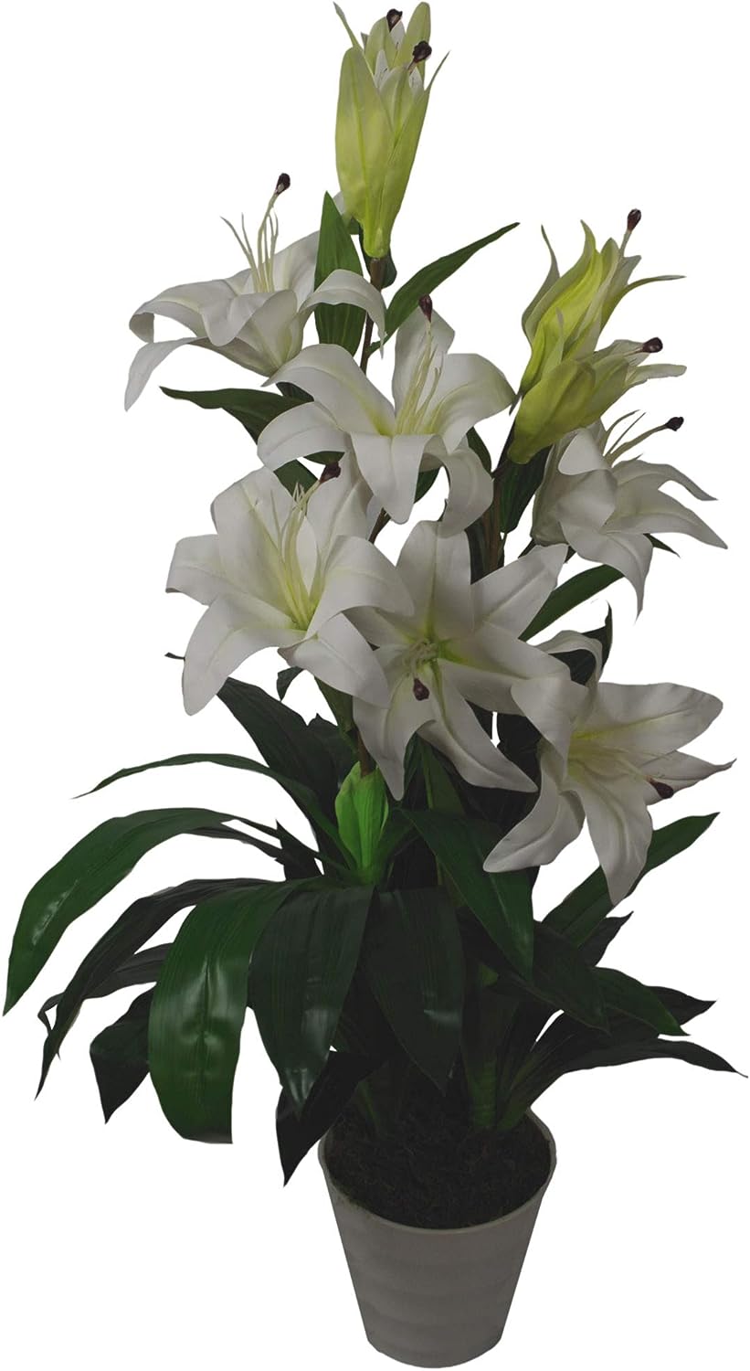 Leaf Künstliche Lilienblume im Stargazer-Stil, 90 cm, Weiss 90cm White 90cm White, 90cm White 90cm W