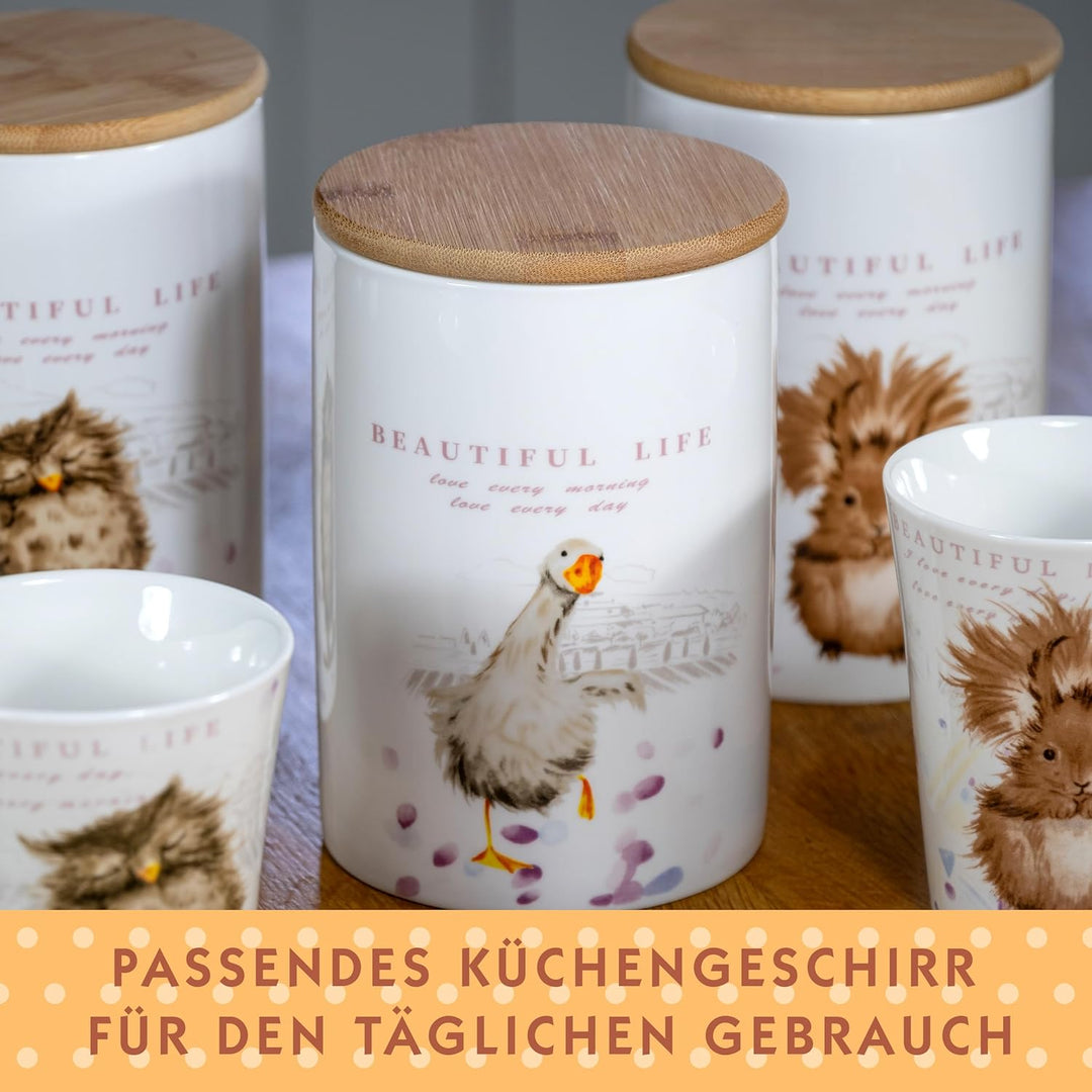 SPOTTED DOG GIFT COMPANY Vorratsdosen Keramik mit Deckel Luftdicht - 3 Vorratsbehälter vielseitig fü