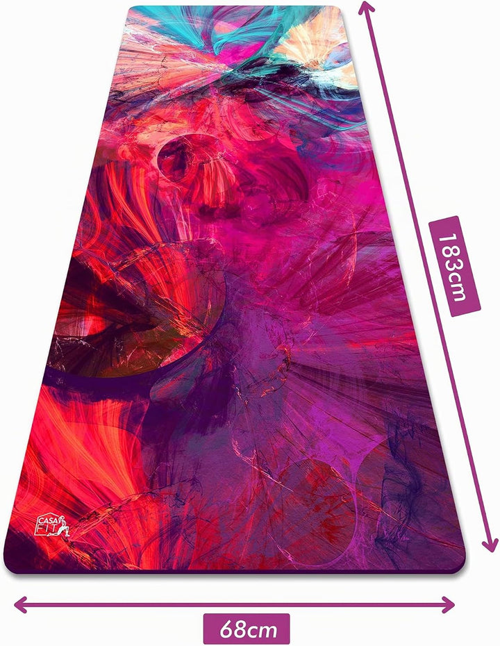 Fitnessmatte, Yogamatte aus umweltfreundlichem Naturkautschuk und rutschfest mit Design und Tragegur