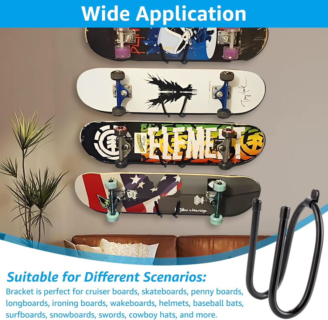 6 Stück Skateboard Wandhalterung - 16.5 x 7 x 6 CM Skateboard Halterung Wand - Longboard Wandhalteru