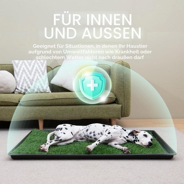 MEEXPAWS Mittelgross Hundetoilette aus Kunstrasen mit Tablett | 79×53 cm|2 Robustes Gras-Ersatzset|