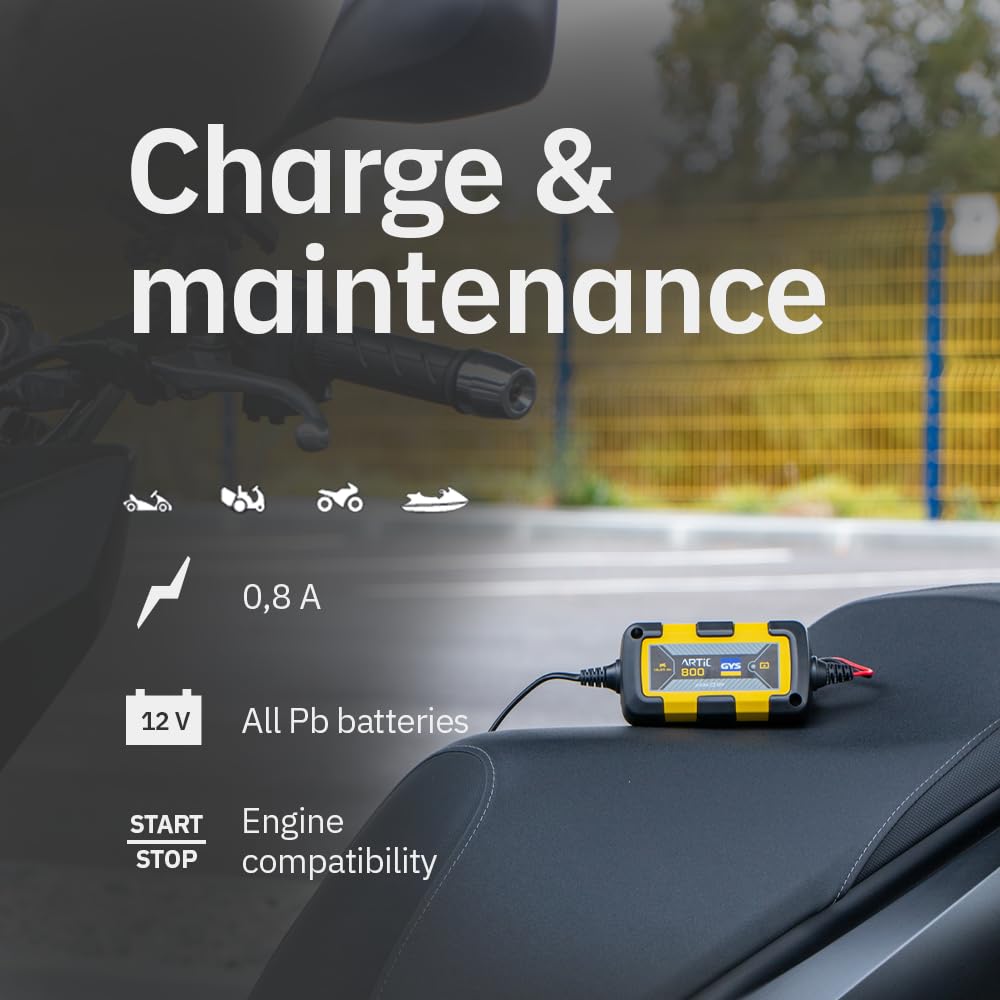 GYS Ladegerät Batterieladegeräte Kfz automatisches Ladegerät speziell für 12V-Batterien von Motorräd