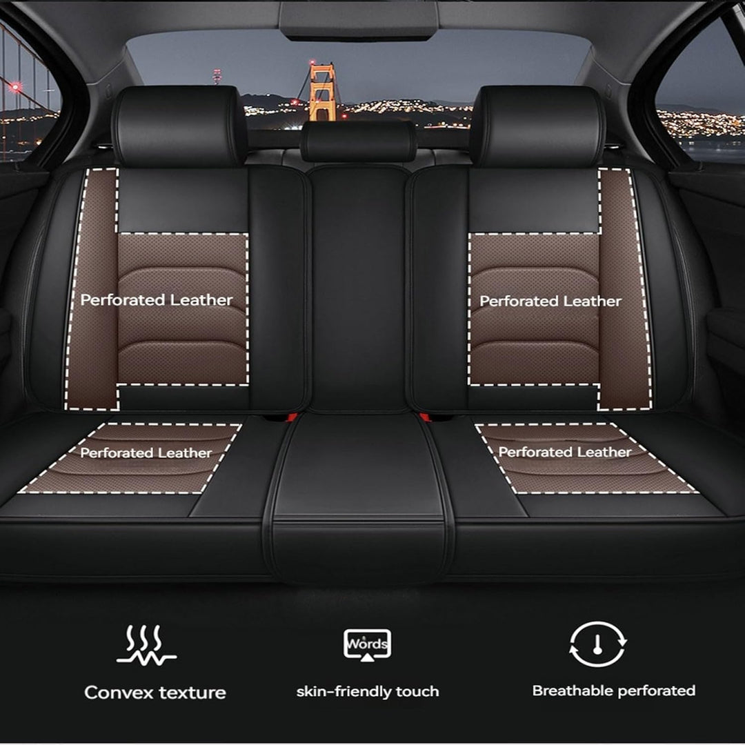 FIENZA Universal Autositzbezug Komplettset Atmungsaktiv Nappaleder Sitzbezüge,Sitzbezug mit Airbag-K