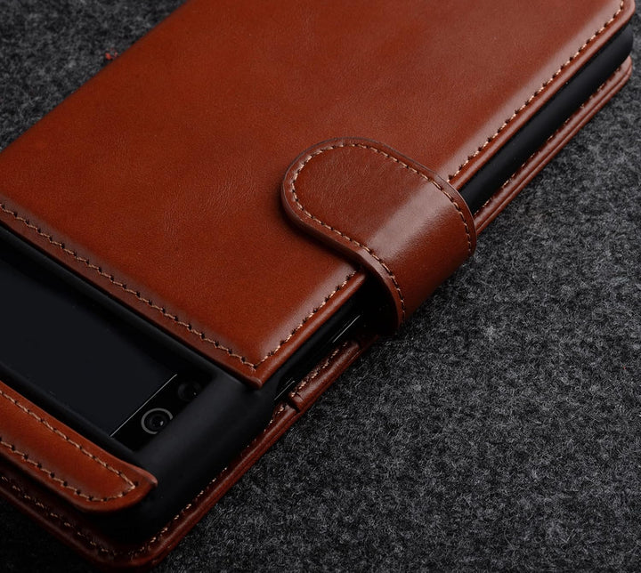 STILGUT Talis kompatibel mit Google Pixel 6 Pro Hülle mit Kartenfach aus Leder, Flip Cover, Wallet C