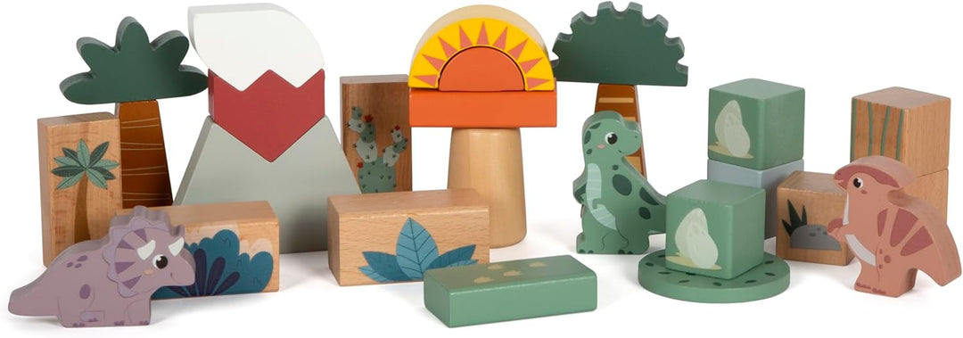 small foot Holzbausteine „Dino“, Bausteine-Set aus FSC 100%-zertifiziertem Holz, für Kinder ab 1 Jah