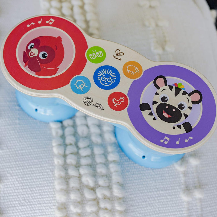 Baby Einstein 12610 Hape Upbeat Tunes Magic Touch Holztrommel, Musikspielzeug aus Holz, mit 6 Melodi