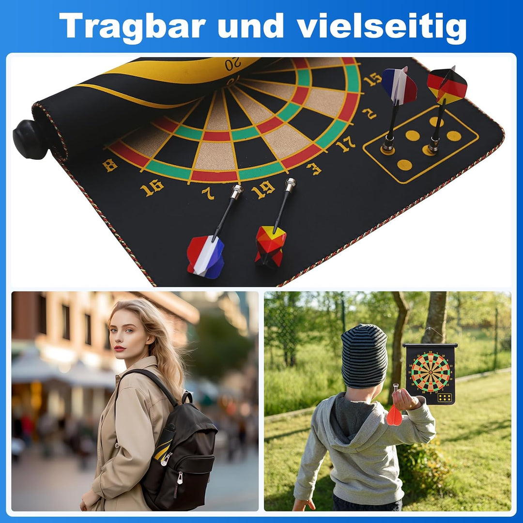 Magnetisch Dartscheibe Kinder Doppelseitige Dartscheibe mit 12 Dartpfeilen & 6 Ersatzflügel, Outdoor