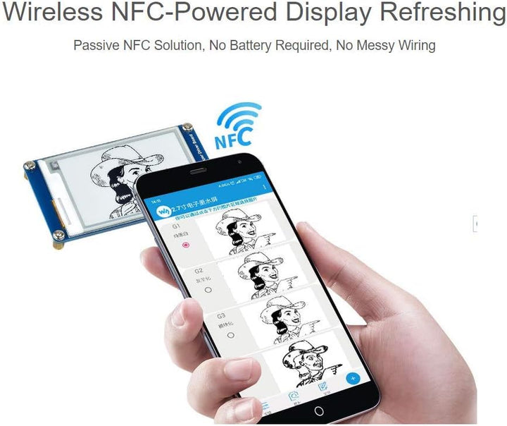 IBest 2.7inch Passive NFC-Powered e-Paper Module Black/White e-Ink Display, No Battery Required, Wir