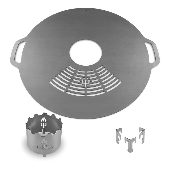 FireDeifi Set Feuerplatte + Wokaufsatz + Abstandshalter | Ø80 cm Grillplatte | Plancha | BBQ – hochw