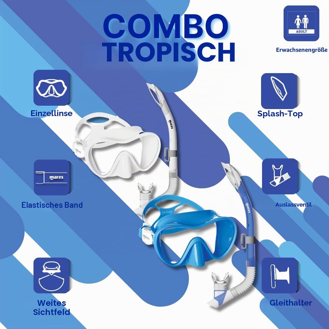 Mares Tropical Schnorchel Und Tauchmaske Einheitsgrösse Blue, Einheitsgrösse Blue