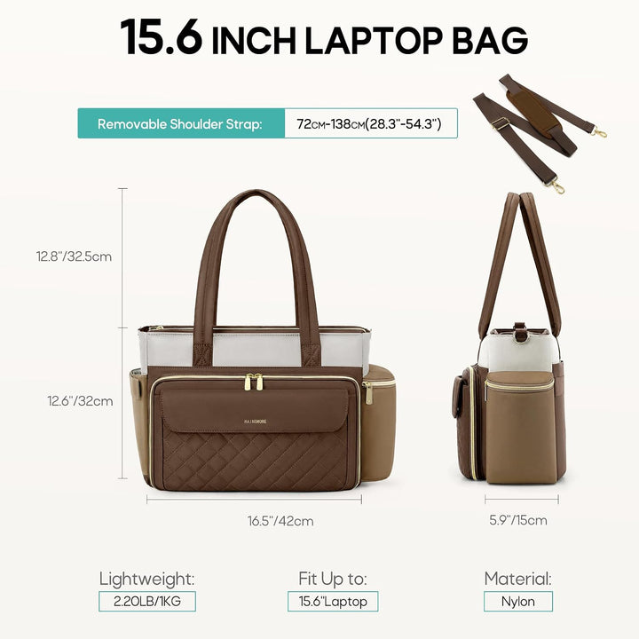 RAINSMORE Lehrertasche Damen Gross Laptoptasche, 15,6 Zoll | Arbeitstasche Isolierfach und Gross Get