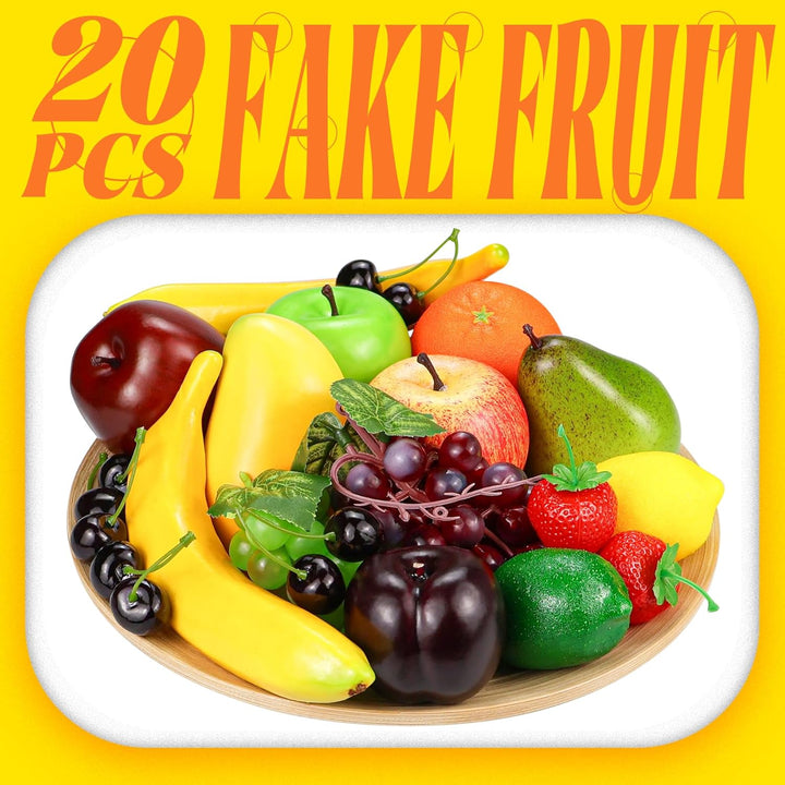 20 Stück Gefälschte Früchte, künstliche Früchte Dekor für Party Küche Tisch Centerpiece, künstliche