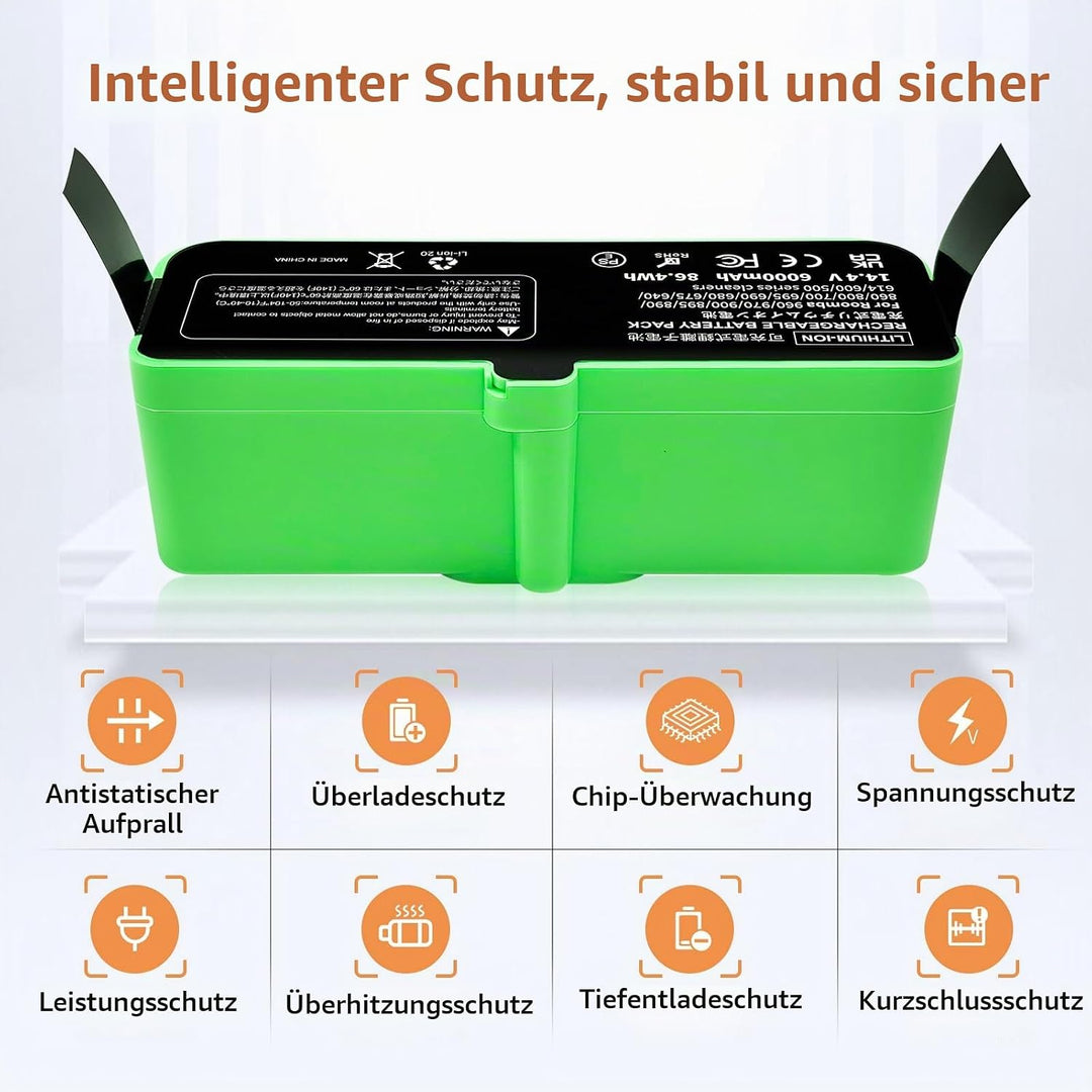 6000mAh Ersatzakku Kompatibel für iRobot Roomba 500 600 600 700 800 900 Serie für Roomba 960 981 970